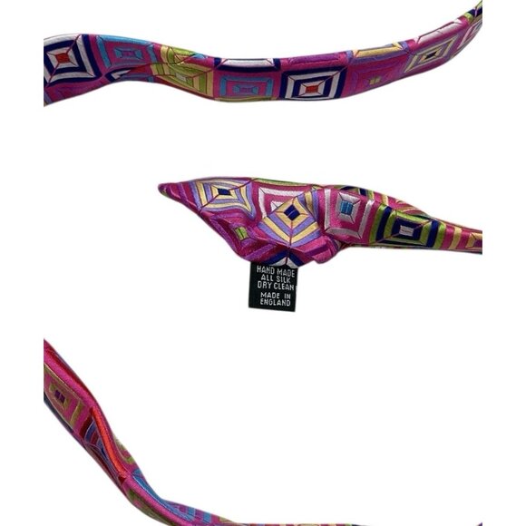 DUCHAMP Men's 100% Silk Necktie LUXURY Tie Pink Purple Geometric W:3.7" EUC - Picture 3 of 5